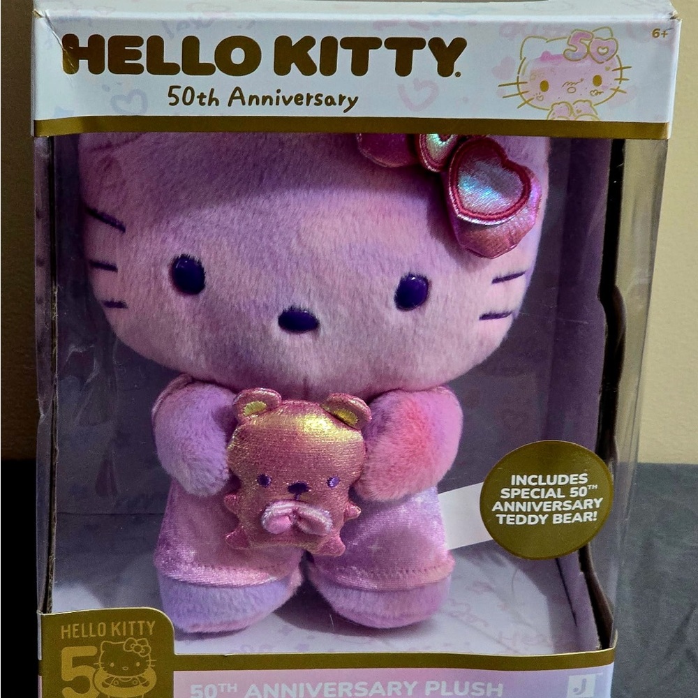 Hello Kitty 50th Anniversary 8 Inch Plush with Teddy Bear
